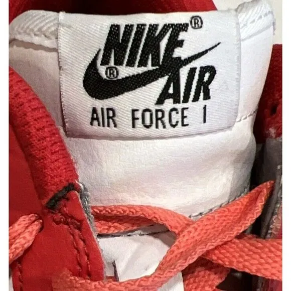 NIKE Air Force 1 Mens Low Top Red Swoosh White CT7875 994 Size 9.5