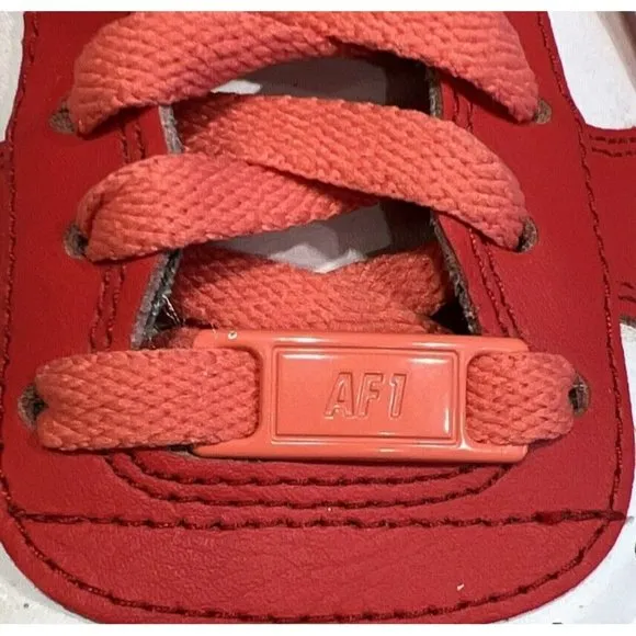 NIKE Air Force 1 Mens Low Top Red Swoosh White CT7875 994 Size 9.5
