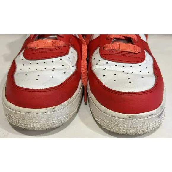 NIKE Air Force 1 Mens Low Top Red Swoosh White CT7875 994 Size 9.5