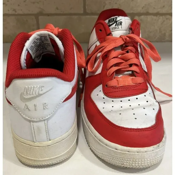 NIKE Air Force 1 Mens Low Top Red Swoosh White CT7875 994 Size 9.5