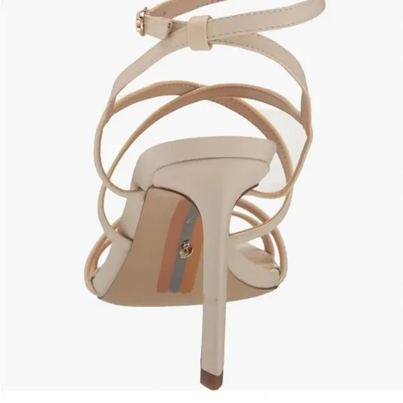 NWT Sam Edelman Sandal Delanie  Ivory Leather Sandals Size 9M, 3 1/2 Inch Heel