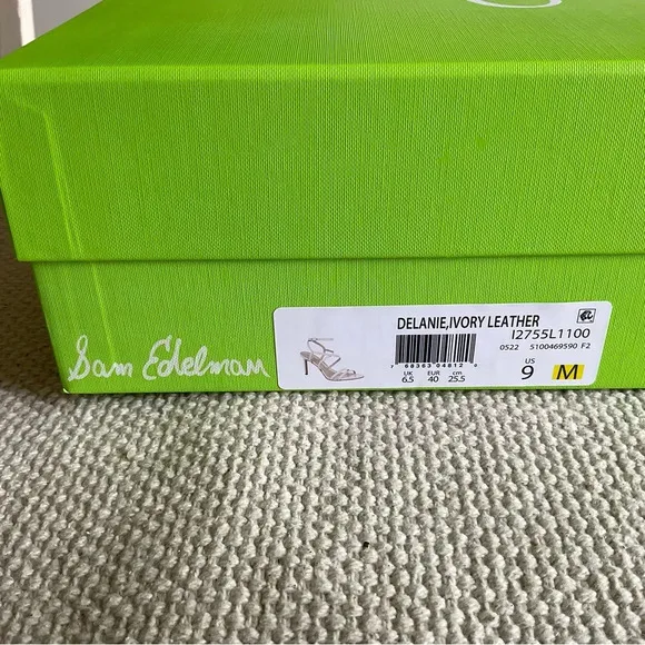 NWT Sam Edelman Sandal Delanie  Ivory Leather Sandals Size 9M, 3 1/2 Inch Heel