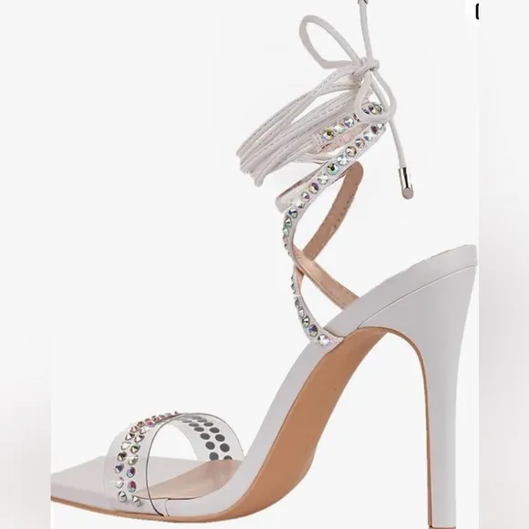 NWT Stiletto Heels Transparent Rhinestones