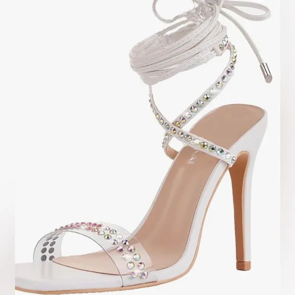 NWT Stiletto Heels Transparent Rhinestones