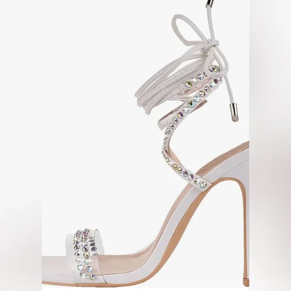 NWT Stiletto Heels Transparent Rhinestones