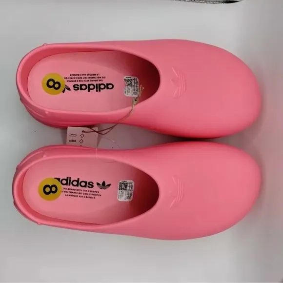 Pink Adidas slip on clogs