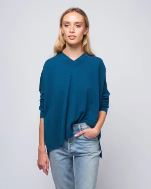 pointelle v-neck sweater - alpine