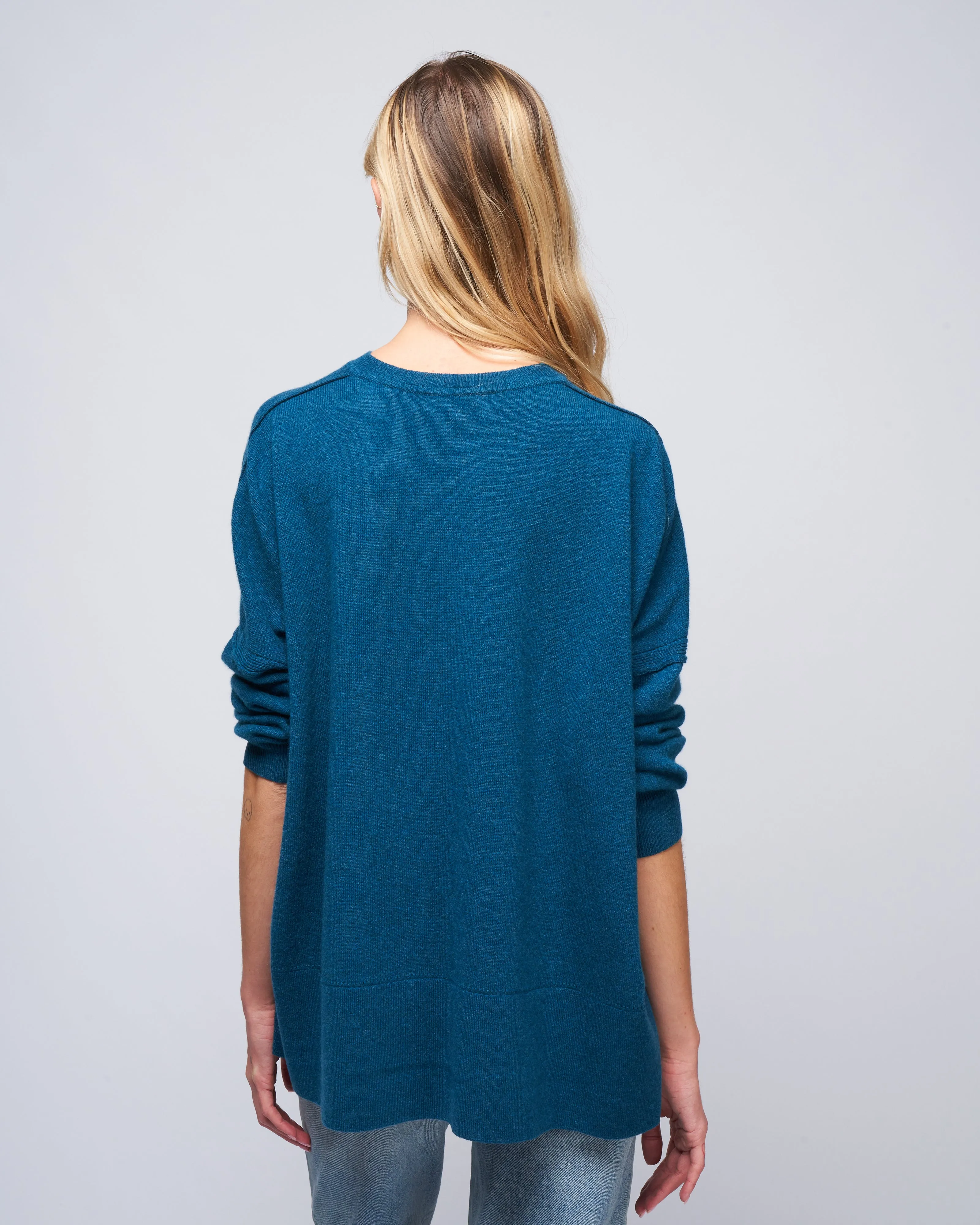 pointelle v-neck sweater - alpine