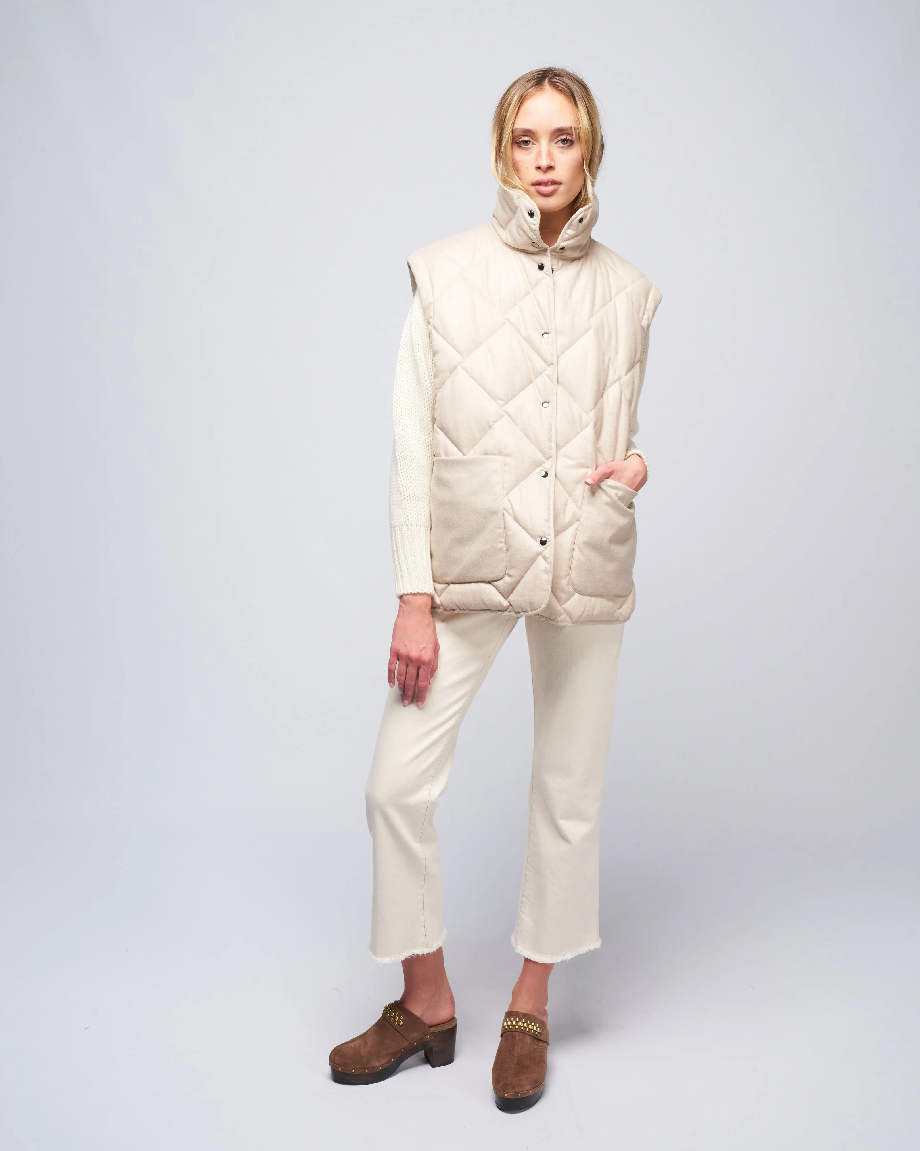 quilted vest - tavertine first snow