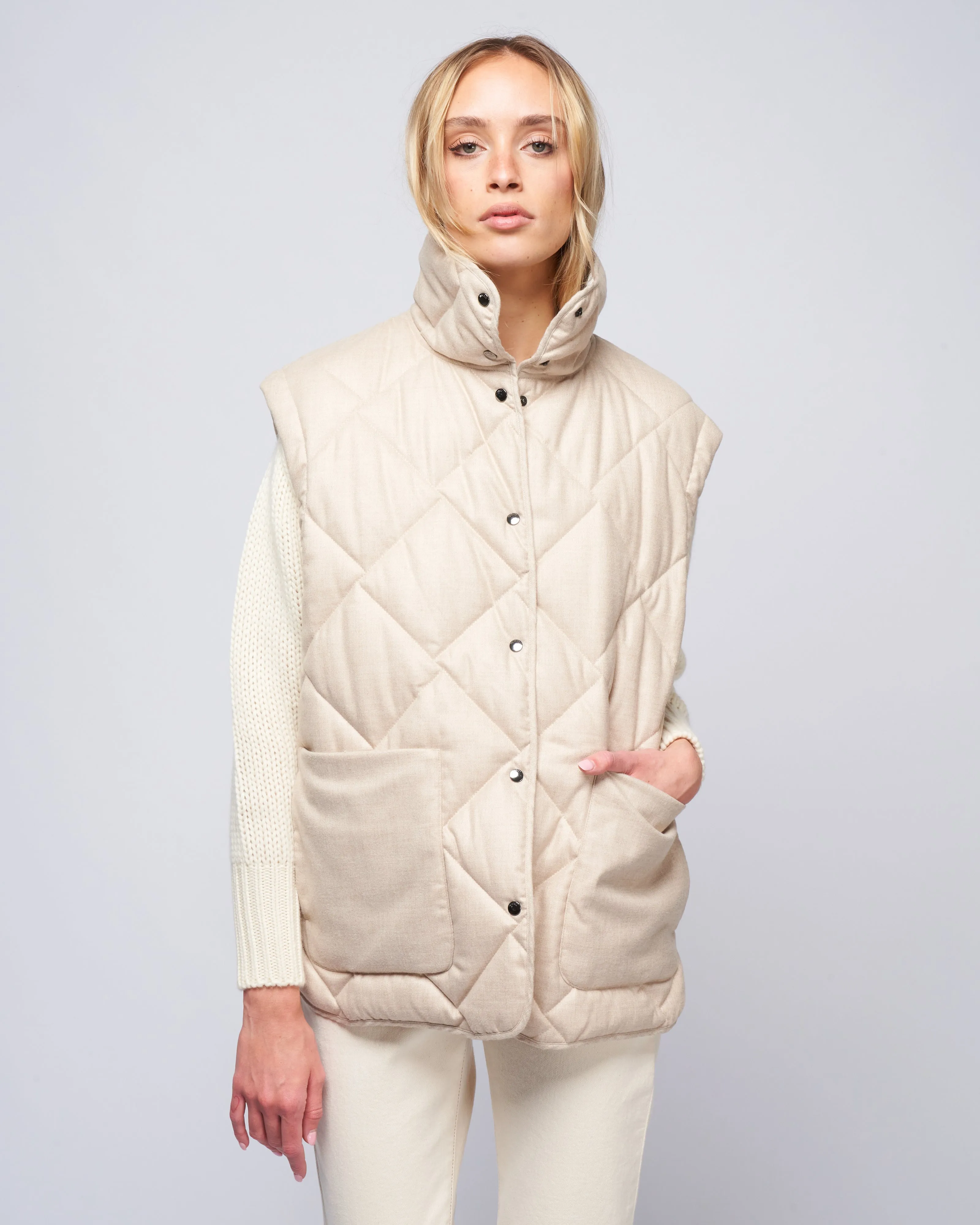 quilted vest - tavertine first snow