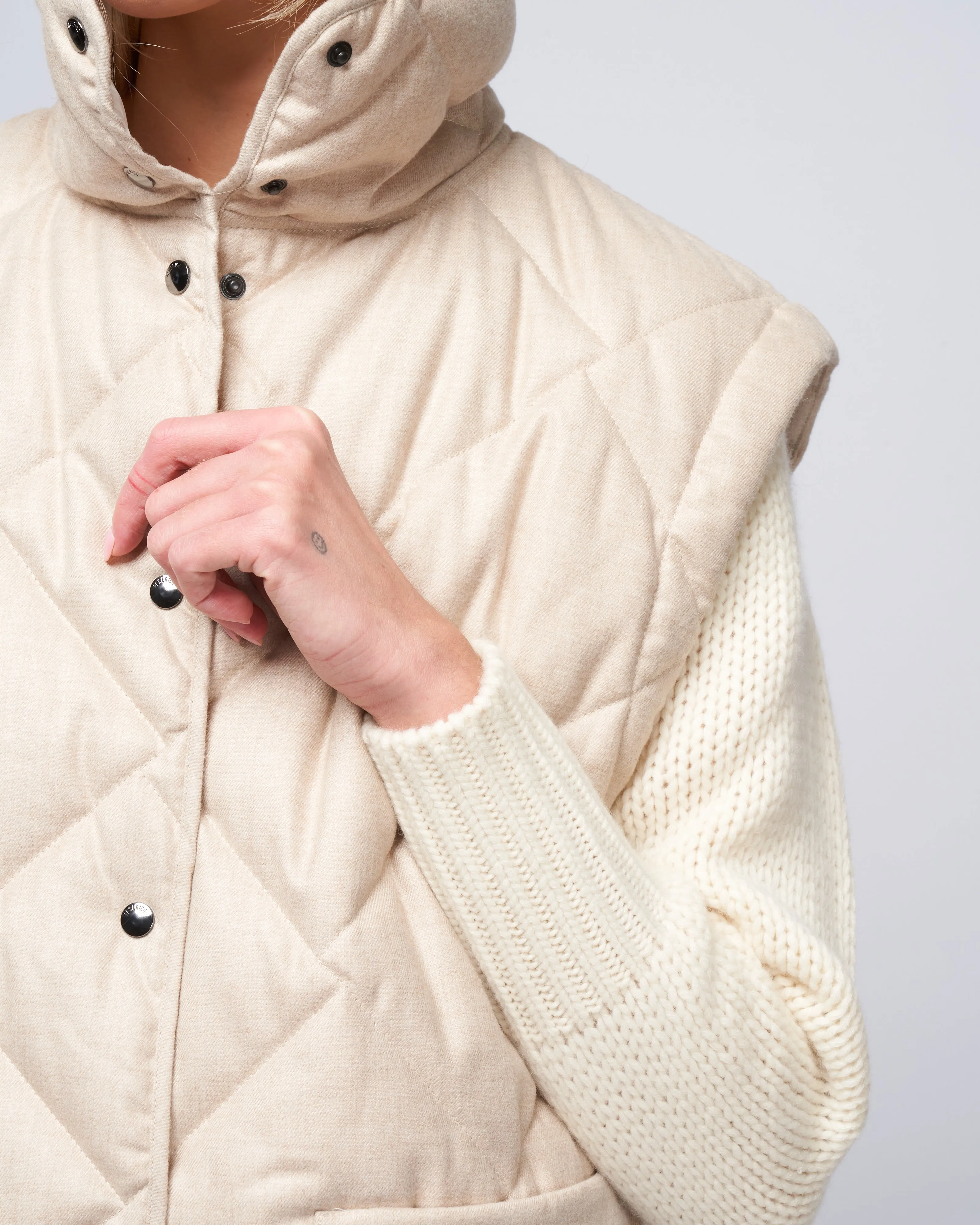 quilted vest - tavertine first snow