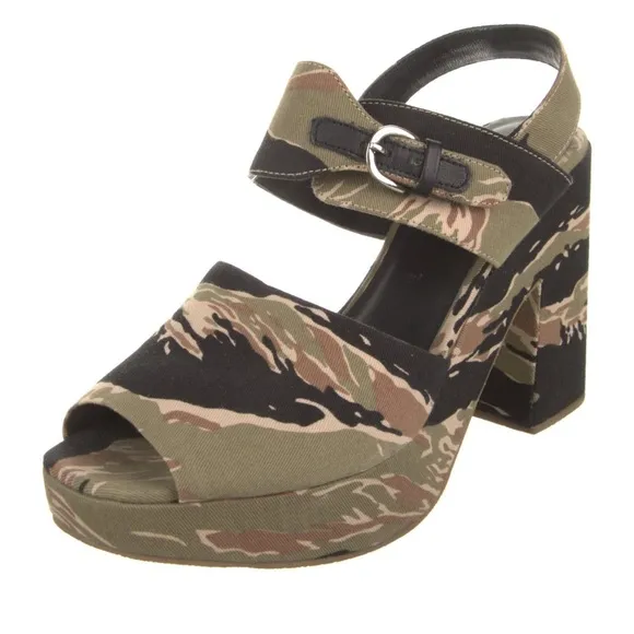 RACHEL COMEY Doyah Canvas Platform Sandals in Tiger Camo, size 6.5