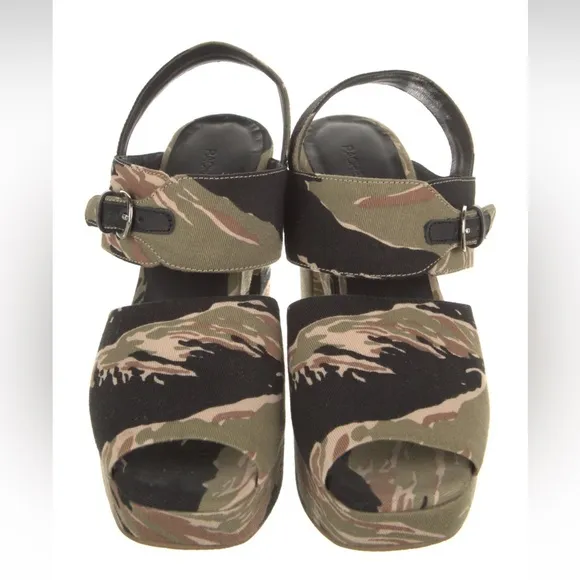 RACHEL COMEY Doyah Canvas Platform Sandals in Tiger Camo, size 6.5