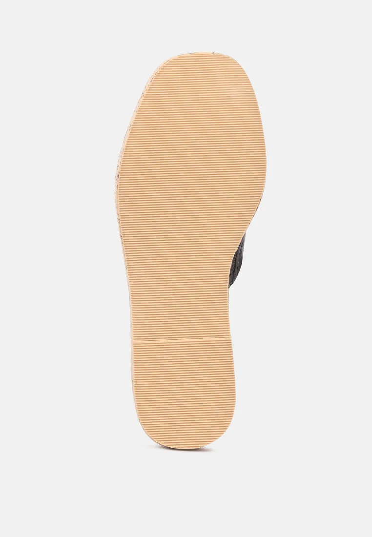 Raffia Slip-On Platform Heel Sandals