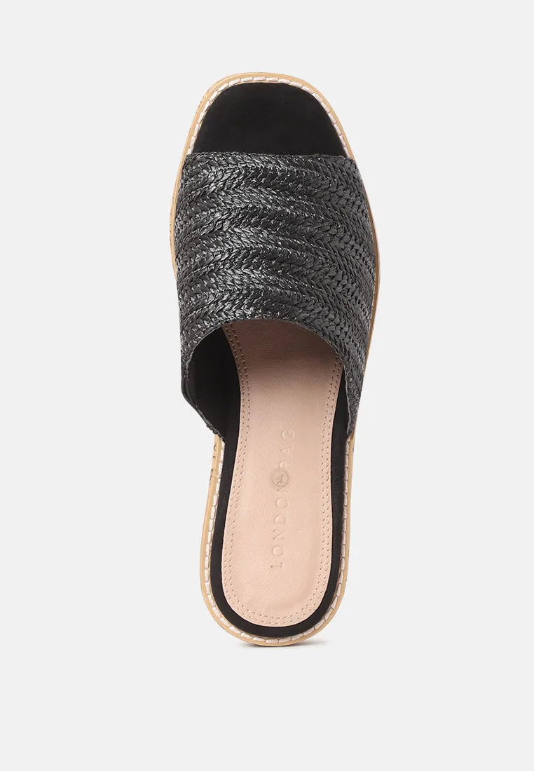 Raffia Slip-On Platform Heel Sandals