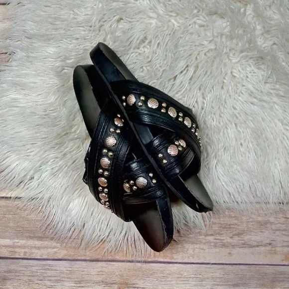 Rebecca Minkoff | Tori Black Studded Slide Sandals