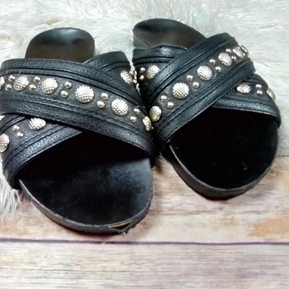 Rebecca Minkoff | Tori Black Studded Slide Sandals