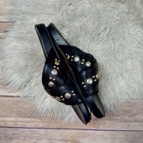 Rebecca Minkoff | Tori Black Studded Slide Sandals