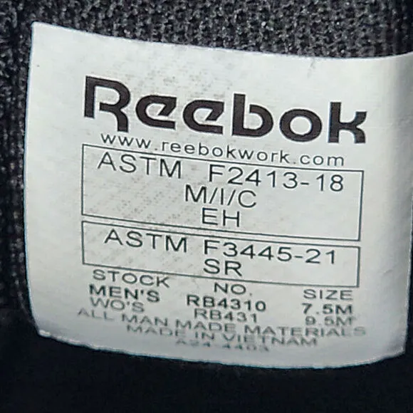 Reebok Fusion Flexweave Work Sneakers Black Men's SZ 7.5 - NIB