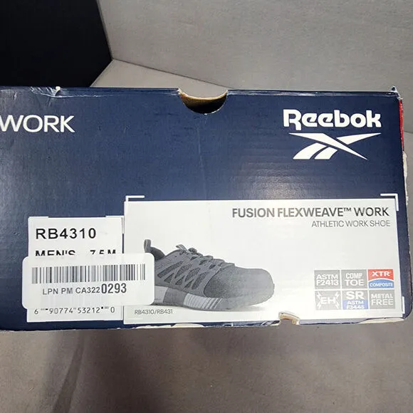 Reebok Fusion Flexweave Work Sneakers Black Men's SZ 7.5 - NIB