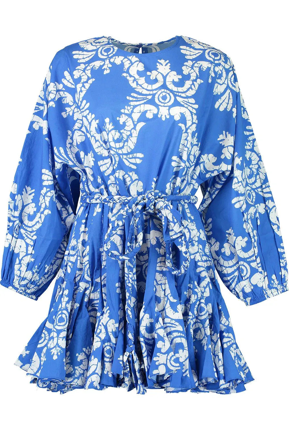 Rhode Resort Blue Ella Dress with braided belt - Batik Grid UK S