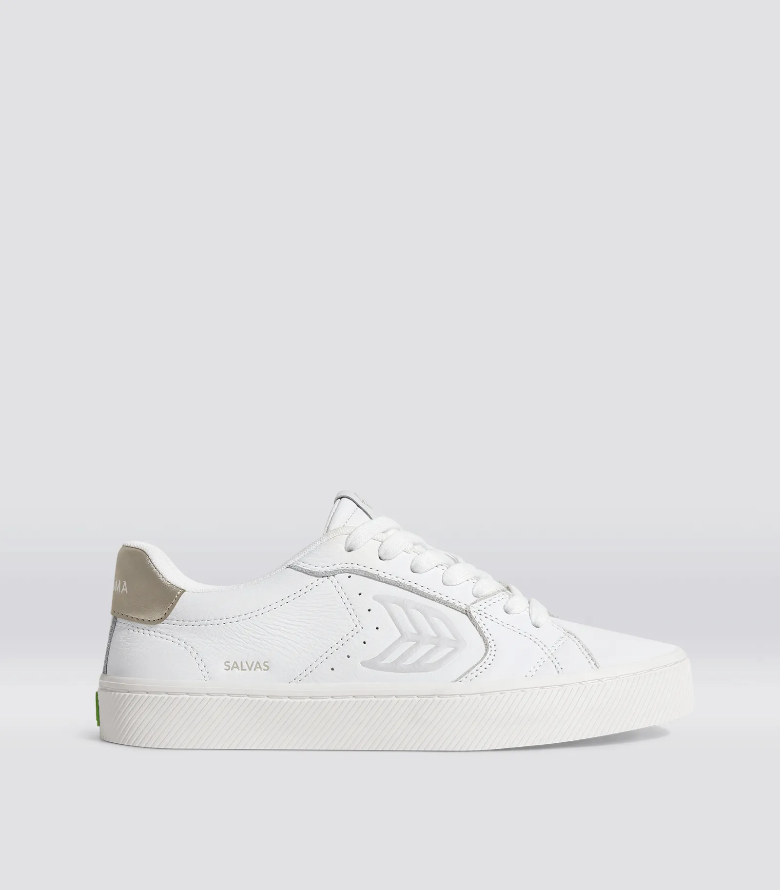 SALVAS White Premium Leather Ice Logo Metallic Gold Sneaker Men