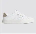 SALVAS White Premium Leather Ice Logo Metallic Gold Sneaker Men