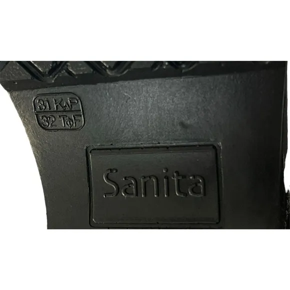 Sanita The Original Danish Clogs Slip Gitte Cabrio Black Leather Kids‎ Size 1.5