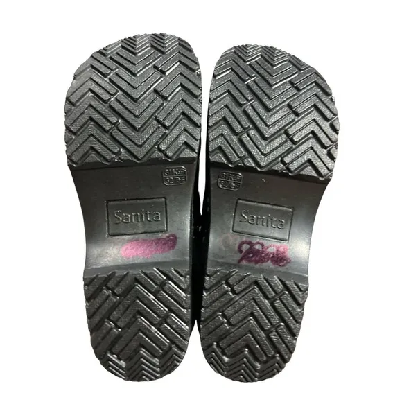 Sanita The Original Danish Clogs Slip Gitte Cabrio Black Leather Kids‎ Size 1.5