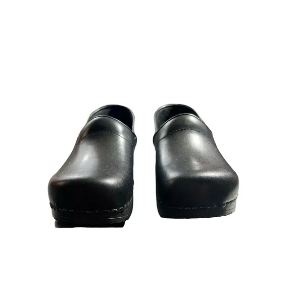 Sanita The Original Danish Clogs Slip Gitte Cabrio Black Leather Kids‎ Size 1.5