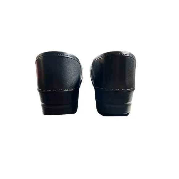 Sanita The Original Danish Clogs Slip Gitte Cabrio Black Leather Kids‎ Size 1.5