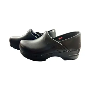 Sanita The Original Danish Clogs Slip Gitte Cabrio Black Leather Kids‎ Size 1.5