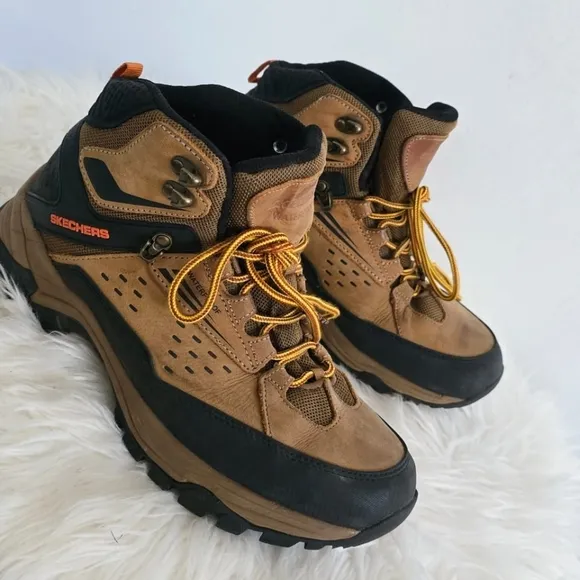 Skechers Polano Norwood Waterproof Brown Leather Hiking Boots Size 8.5 🌴