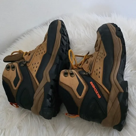 Skechers Polano Norwood Waterproof Brown Leather Hiking Boots Size 8.5 🌴