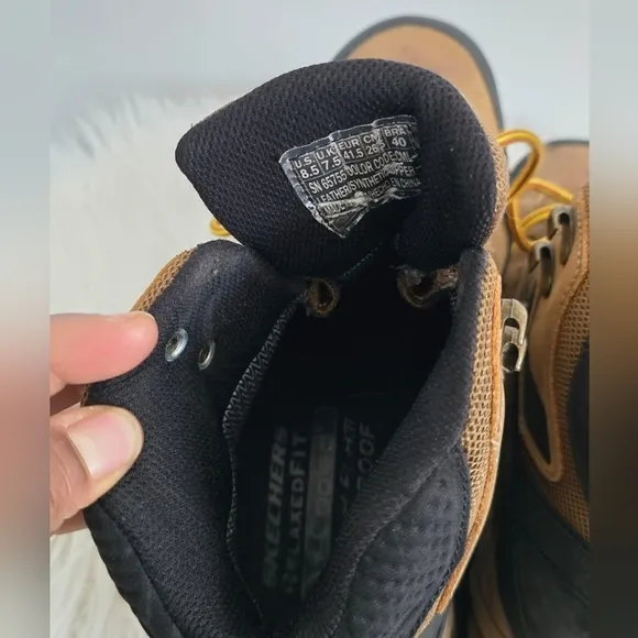 Skechers Polano Norwood Waterproof Brown Leather Hiking Boots Size 8.5 🌴
