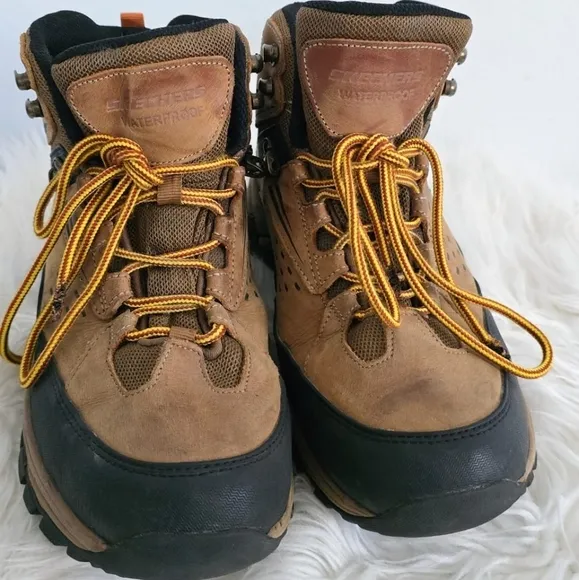 Skechers Polano Norwood Waterproof Brown Leather Hiking Boots Size 8.5 🌴