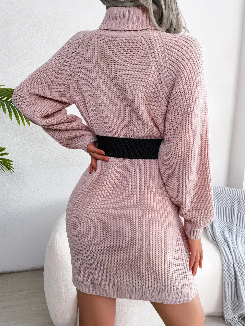 Slim Turtleneck Sweater Dress – Cozy Knit for Fall & Winter Fashion