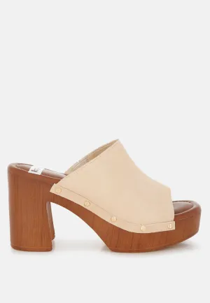 Soft Suede Leather Wooden Clogs By RUW
