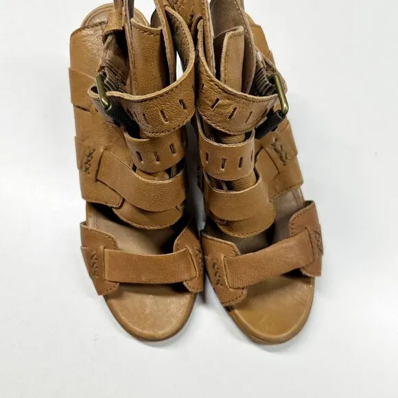 Sorel Nadia Buckle II Leather Womens Caged Sandals Womens Size 8