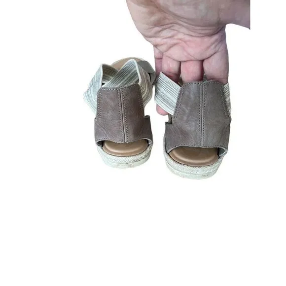 Sorel Womens Tan Khaki Open Toe Ella II Gore Criss Cross Strap Sandals Size 10
