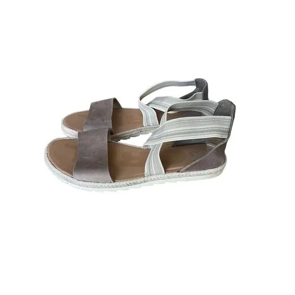 Sorel Womens Tan Khaki Open Toe Ella II Gore Criss Cross Strap Sandals Size 10