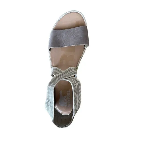 Sorel Womens Tan Khaki Open Toe Ella II Gore Criss Cross Strap Sandals Size 10