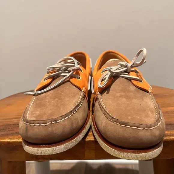 Sperry loafers tan and orange size 13