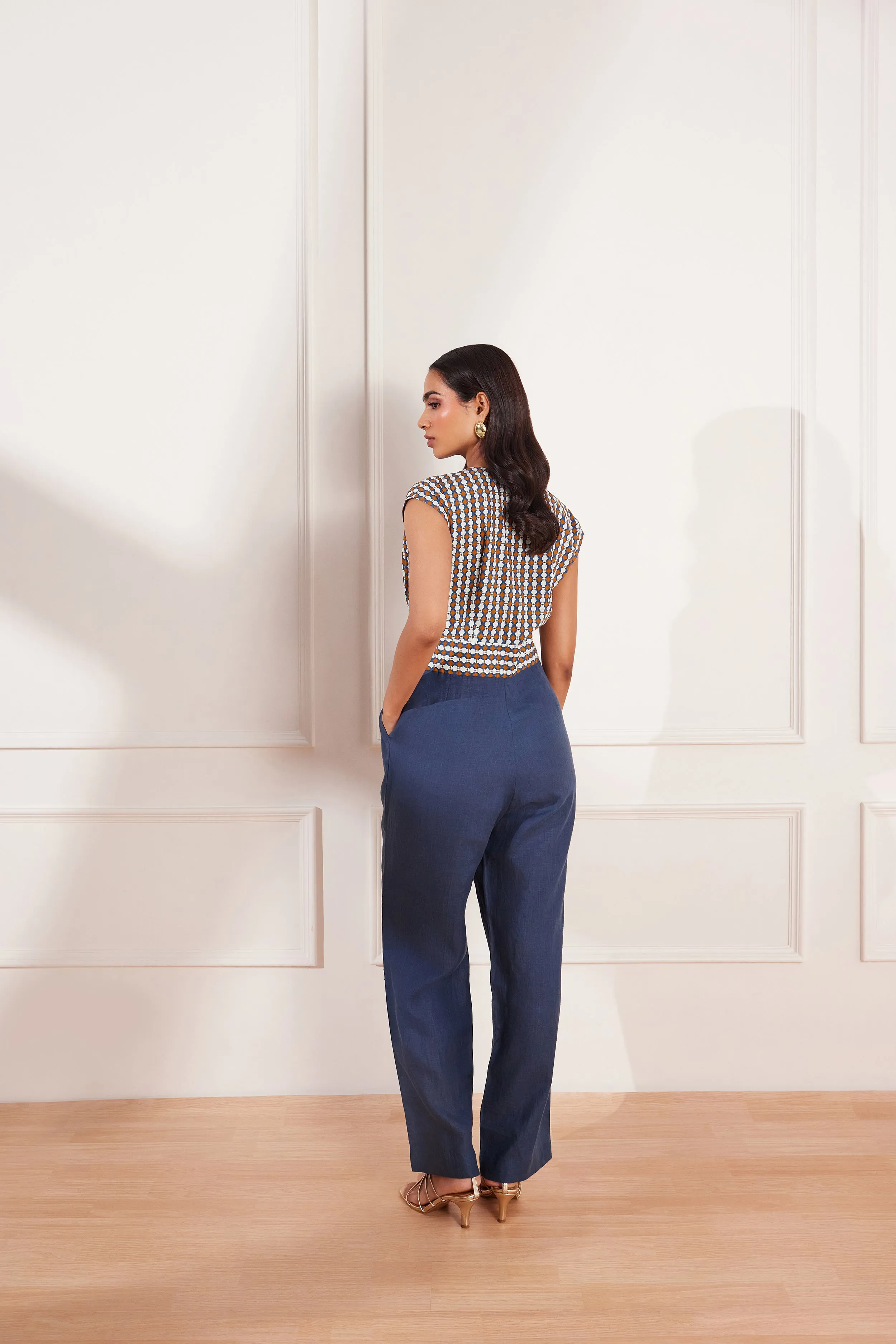 Summer Circle Printed Colour Blocked Jumpsuit
