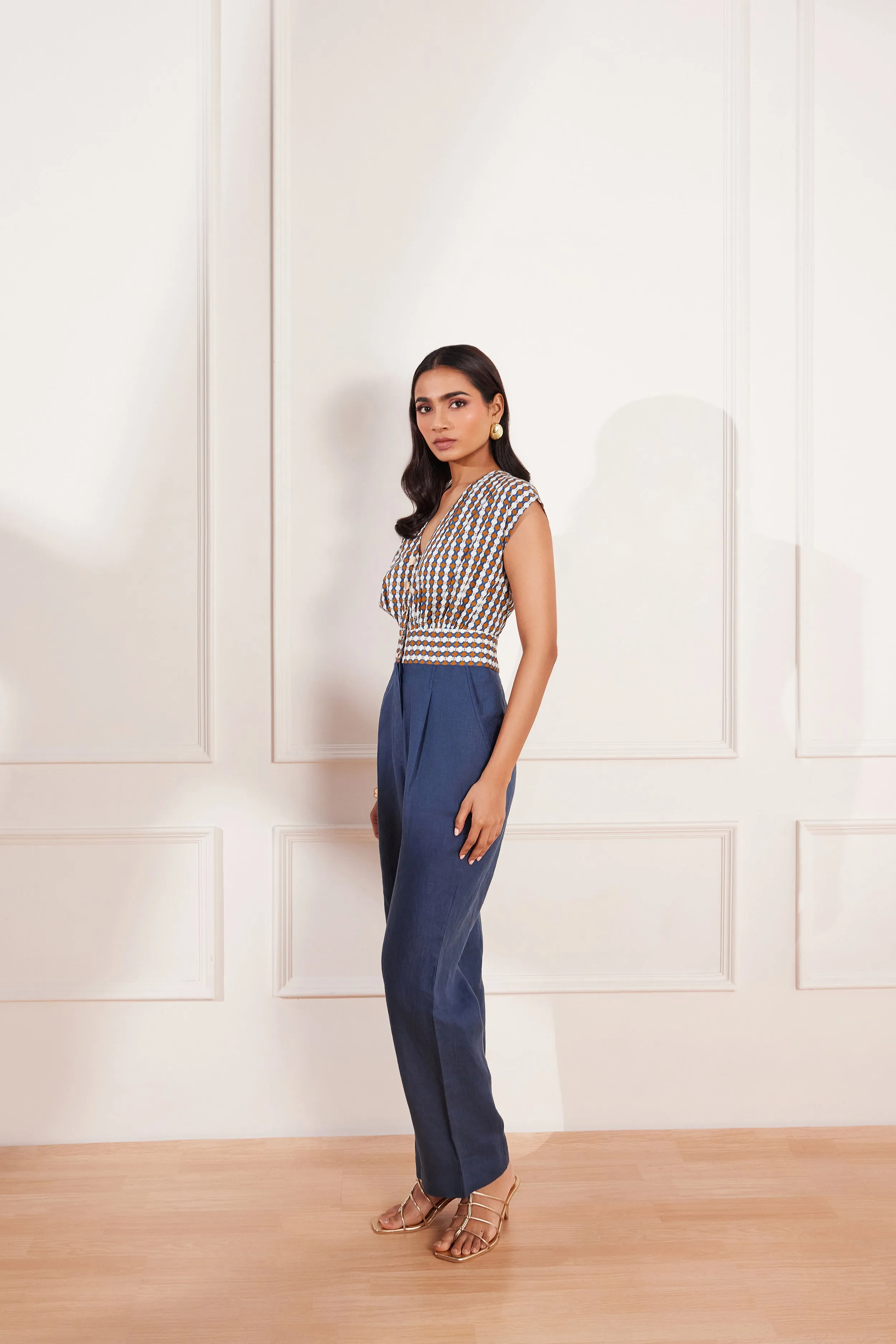 Summer Circle Printed Colour Blocked Jumpsuit