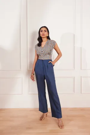 Summer Circle Printed Colour Blocked Jumpsuit
