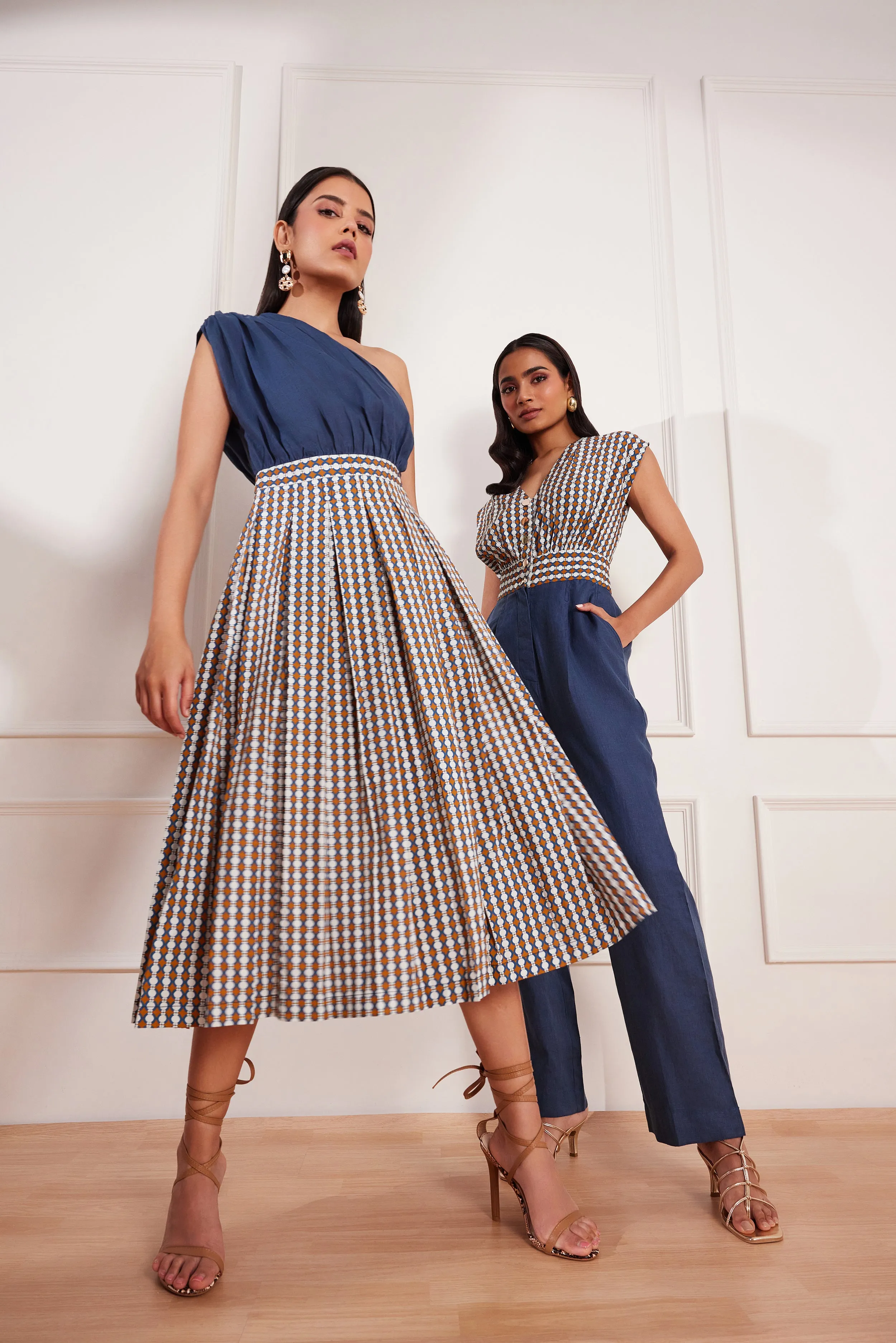 Summer Circle Printed Colour Blocked Jumpsuit