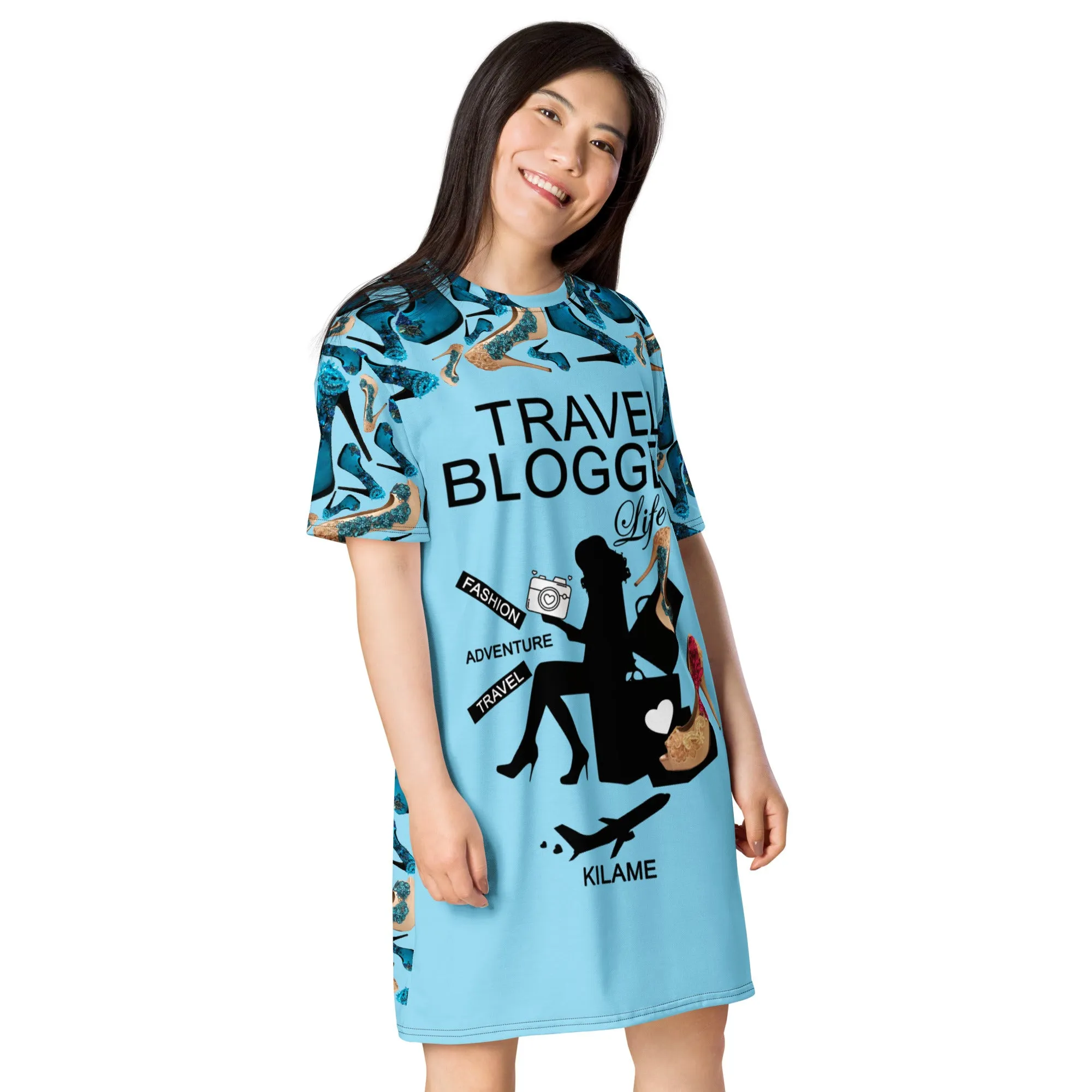 T-shirt dress 'Travel Blogger Girl'