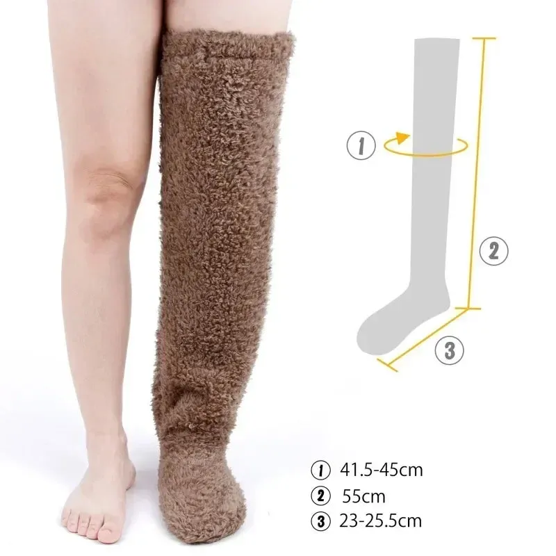 Thigh High Fuzzy Socks - Over Knee Boot Stocking Leg Warmers for Women and Kids