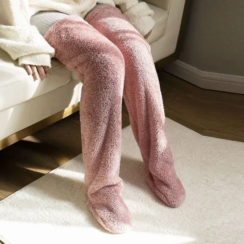 Thigh High Fuzzy Socks - Over Knee Boot Stocking Leg Warmers for Women and Kids